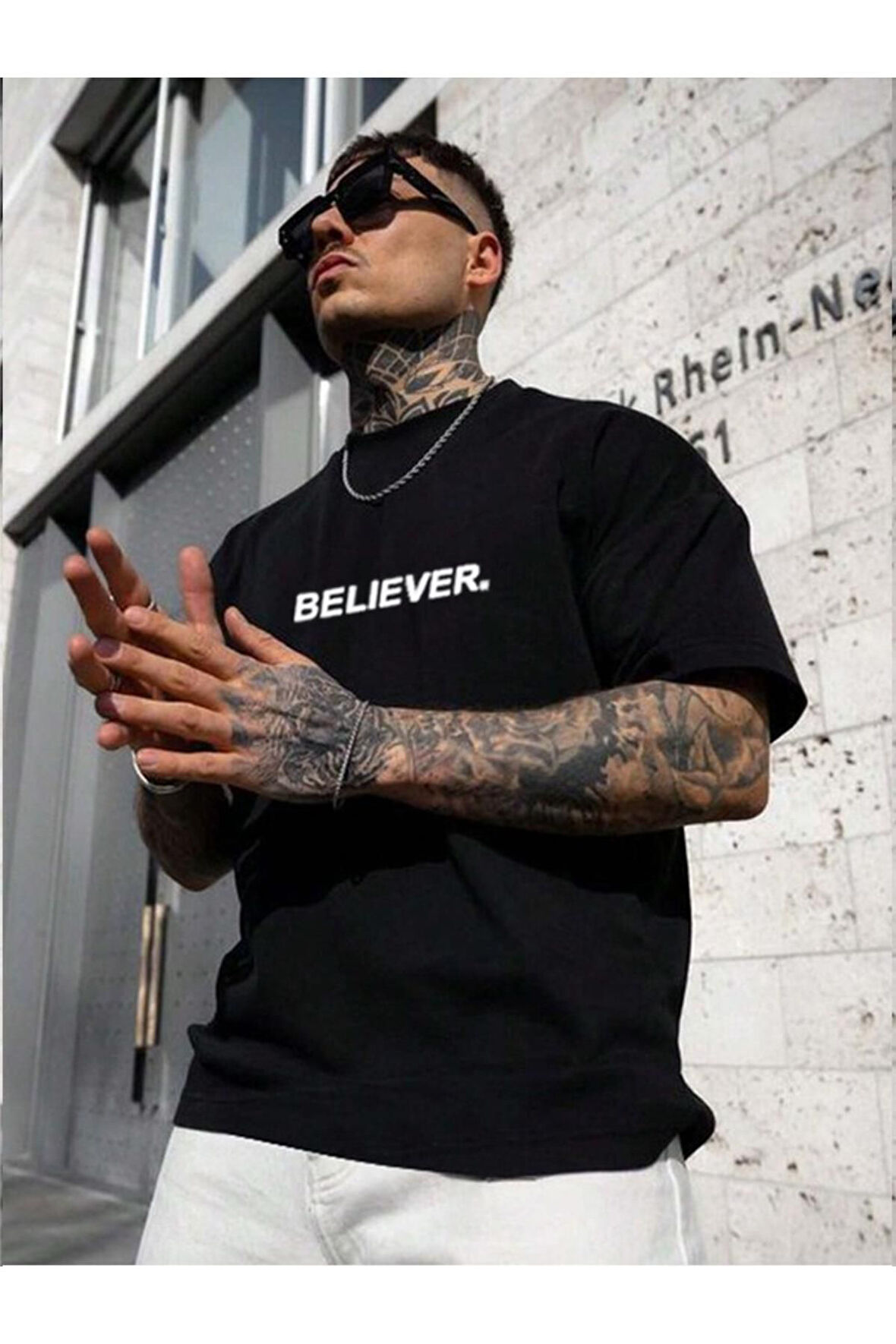 Erkek Believer Baskılı Oversize T-shirt