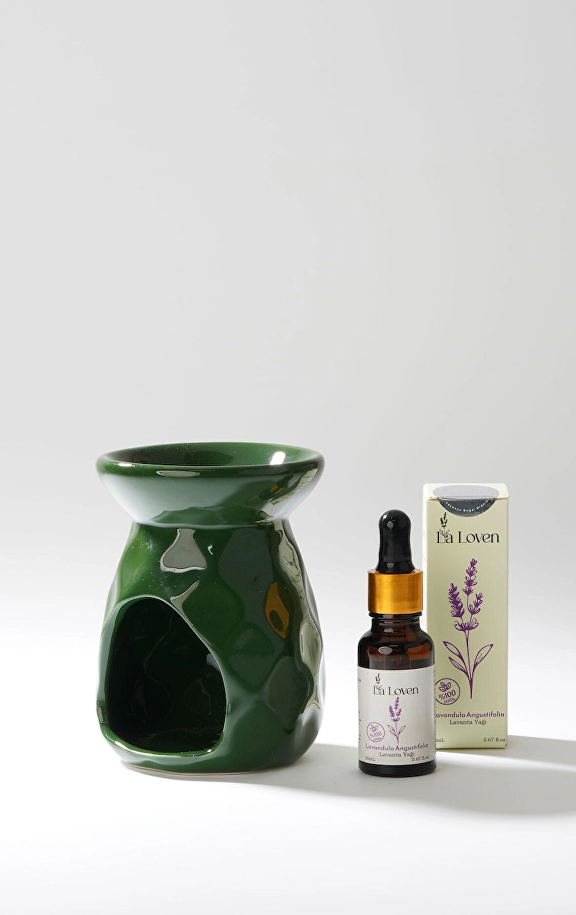 Meditasyon İkilisi | Lavanta Yağı ve Yeşil Buhurdanlık | %100 Doğal