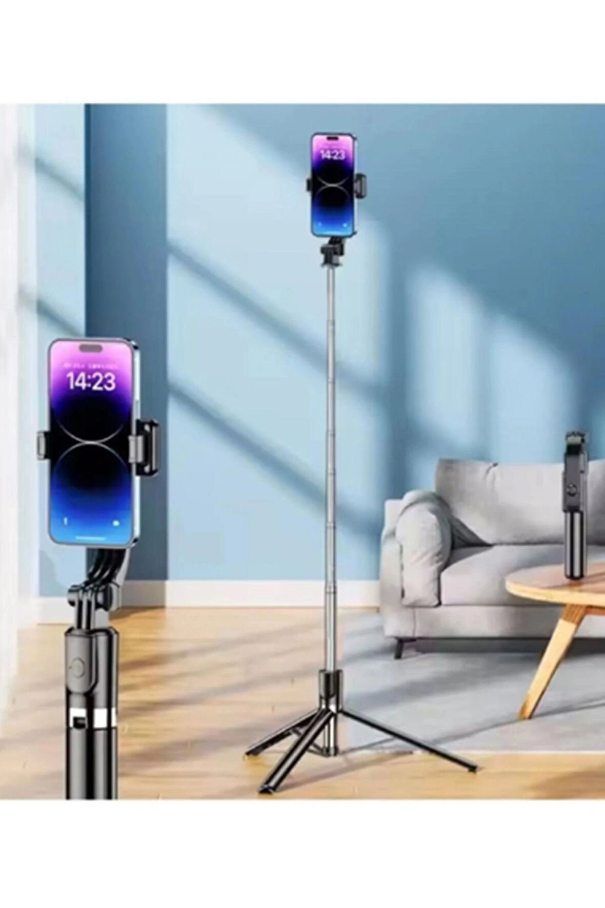 170cm Tripod Ve Selfie Çubuğu Bluetooth Uzaktan Kumandalı Yüksekliği Ayarlanabilir K9