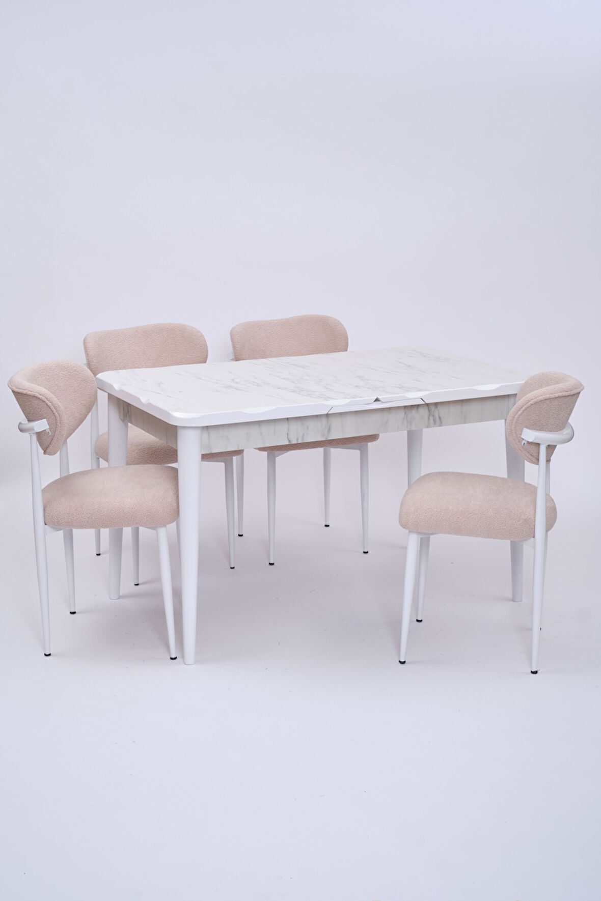 Yakamoz Polo MDF Lak Panel Mutfak Masa Sandalye Takımı 80x130