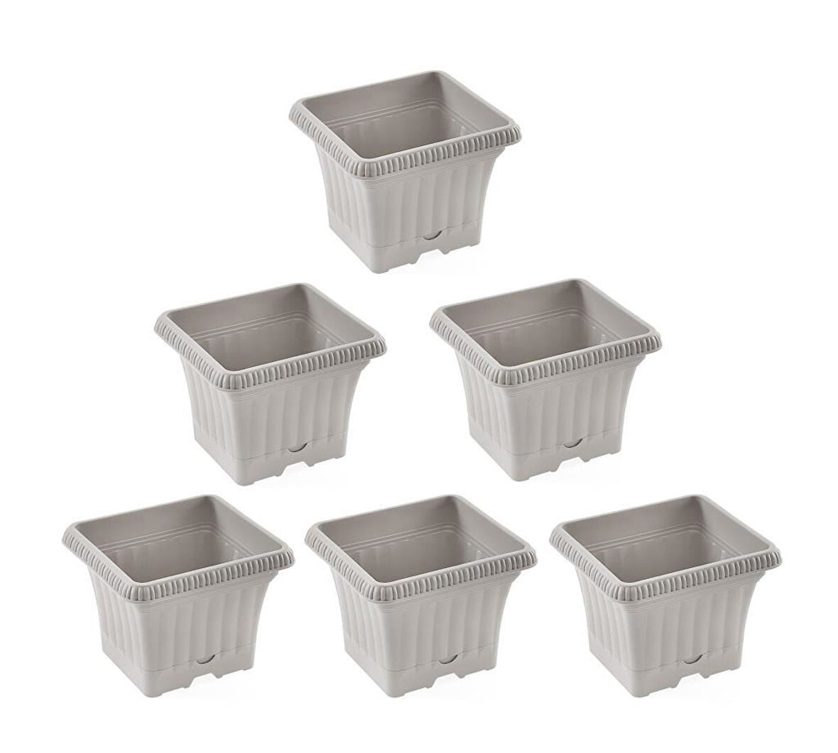 Omnipazar SO-OB00 Dekoratif Ova Balkon Saksı 2.2 lt Kirli Beyaz 6 Adet