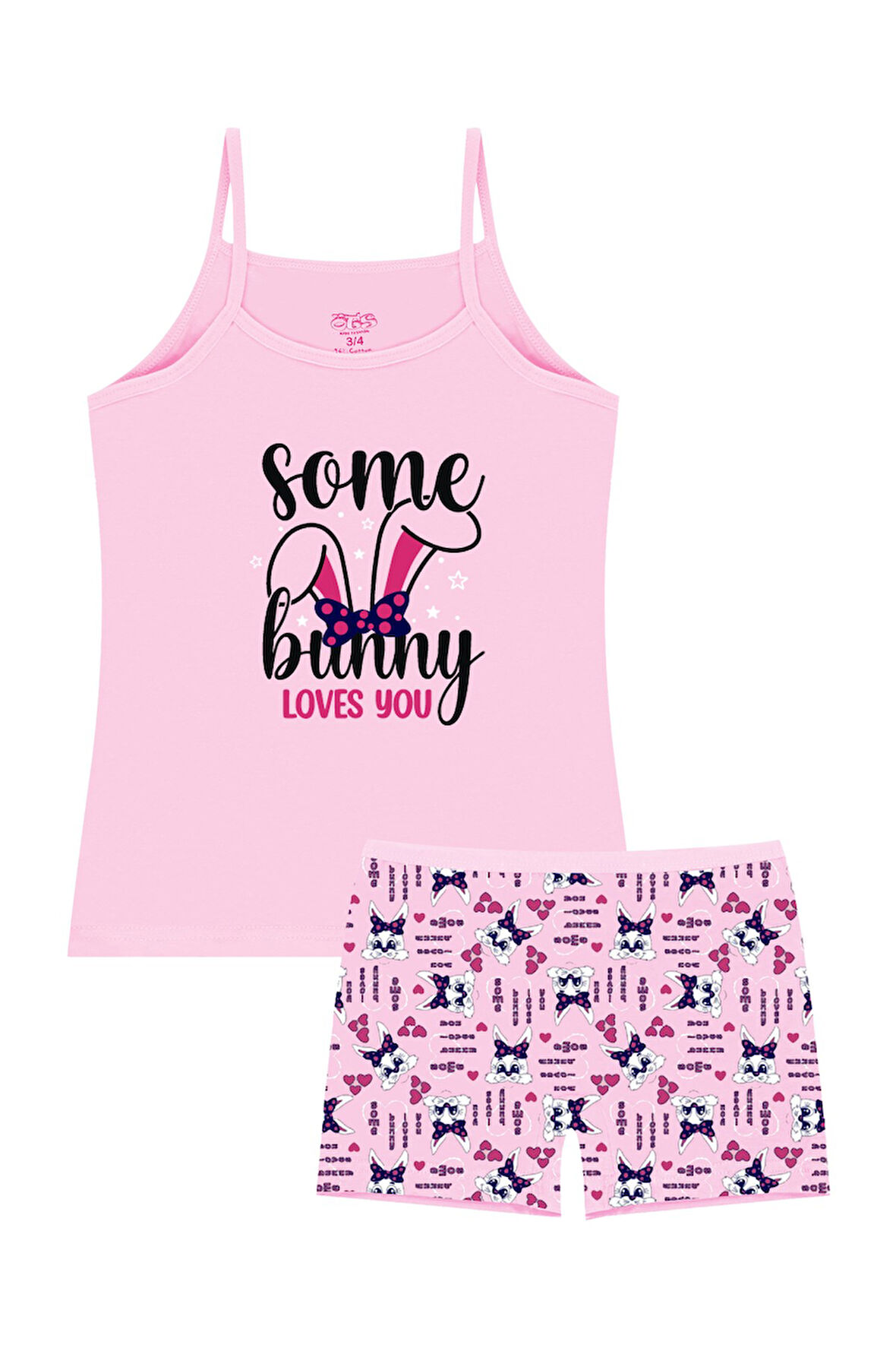 Öts Kız Çocuk Atlet Boxer Likralı Pembe Some Bunny (%96 Pamuk - %4 Elastan)