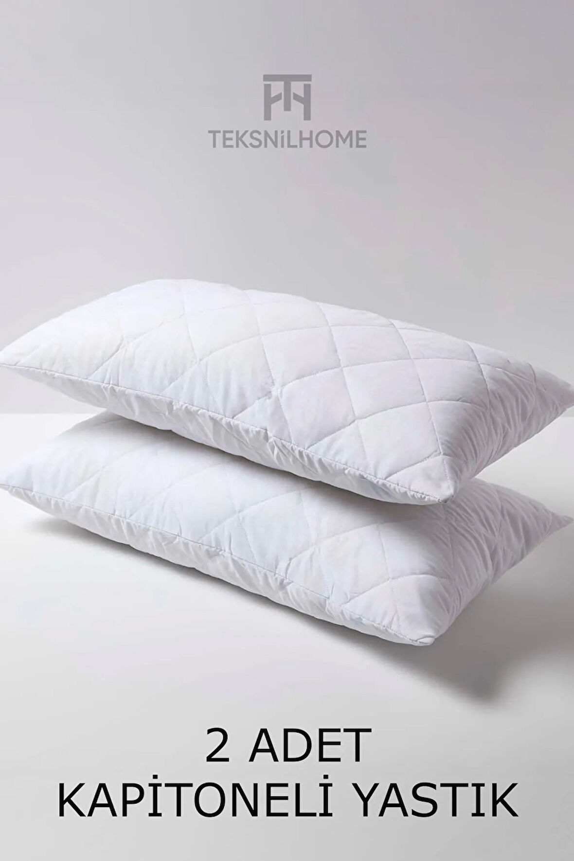 Yumuşak 2 Adet Kapitone Yastık 800 gram | Fermuarlı Yastık Kılıflı | 50 X 70 Cm