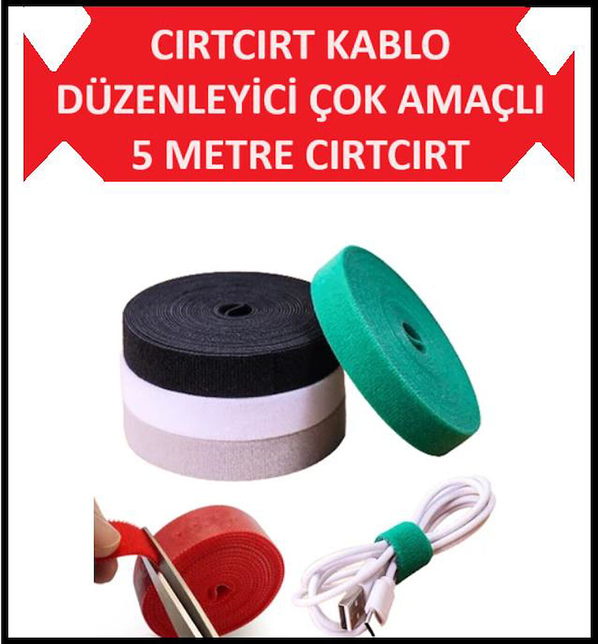 Kablo Toparlayıcı Cırtcırt Kablo Düzenleyici Airfryer 5 M Şarj Kablosu Koruyucu Kablo Sabitleme Gizleme 