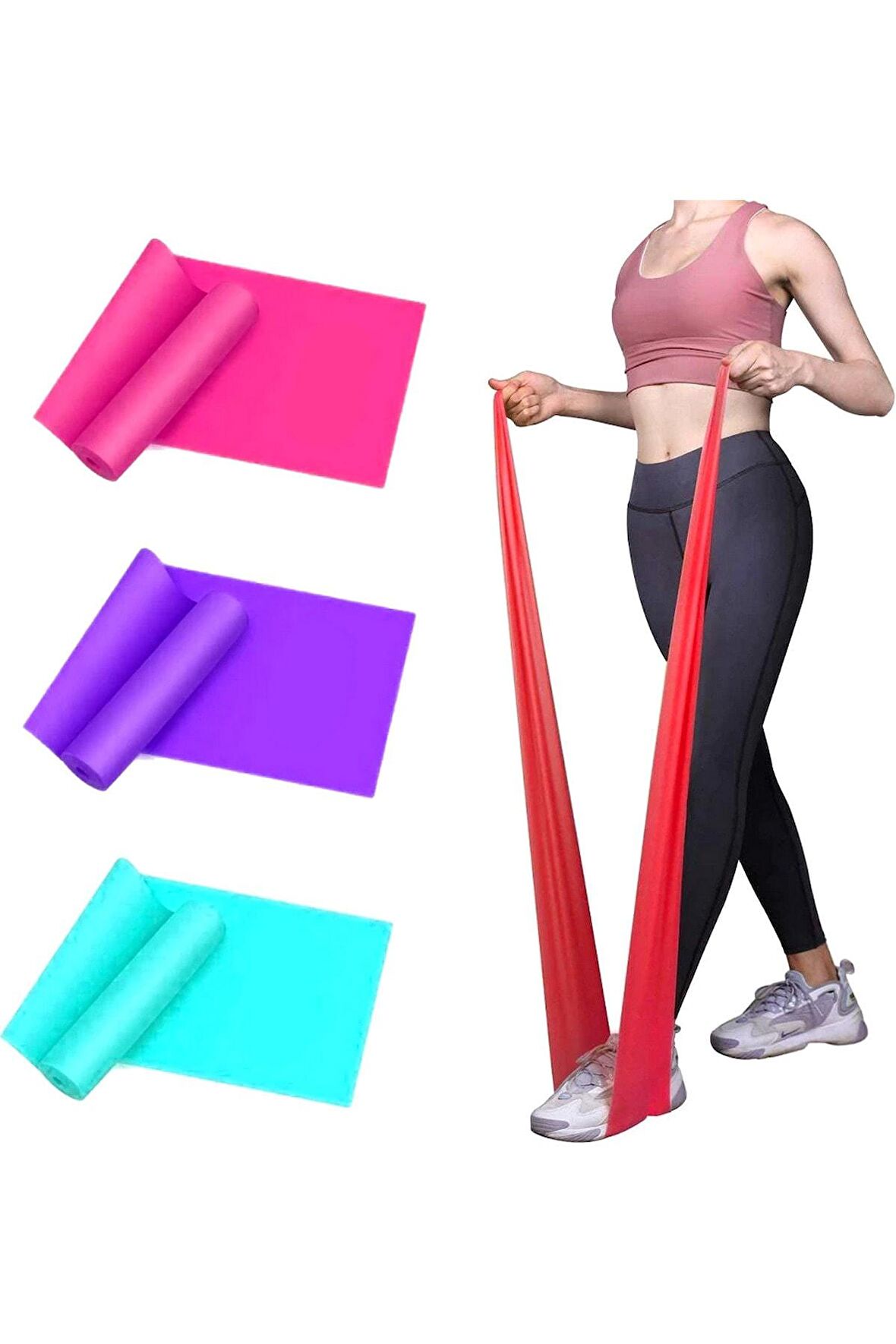 3 Lü S3 Lü Set Pilates Band Pilates Bandı Direnç Lastiği Pilates Lastigi Plates Bant