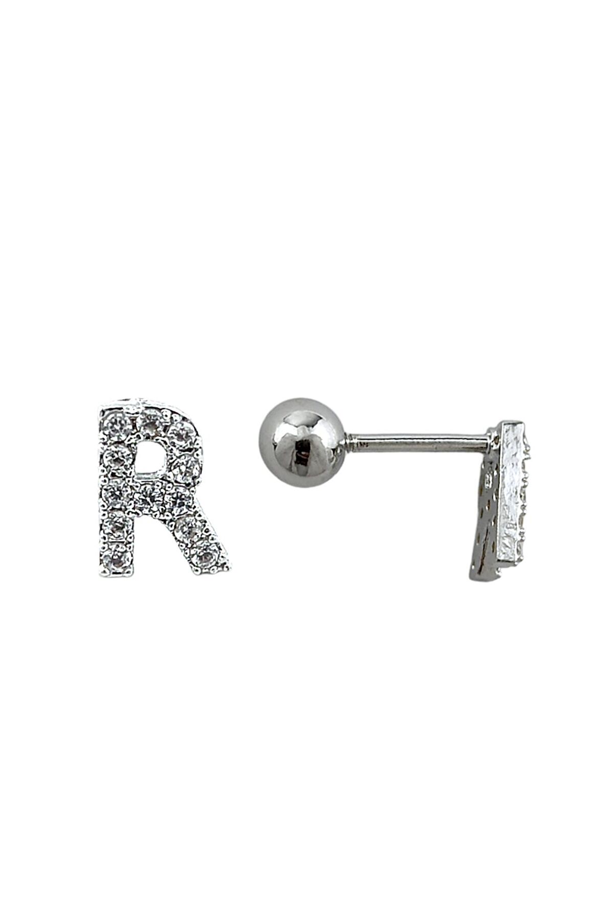 Gümüş Renk Harf Piercing - R HarfPiercing