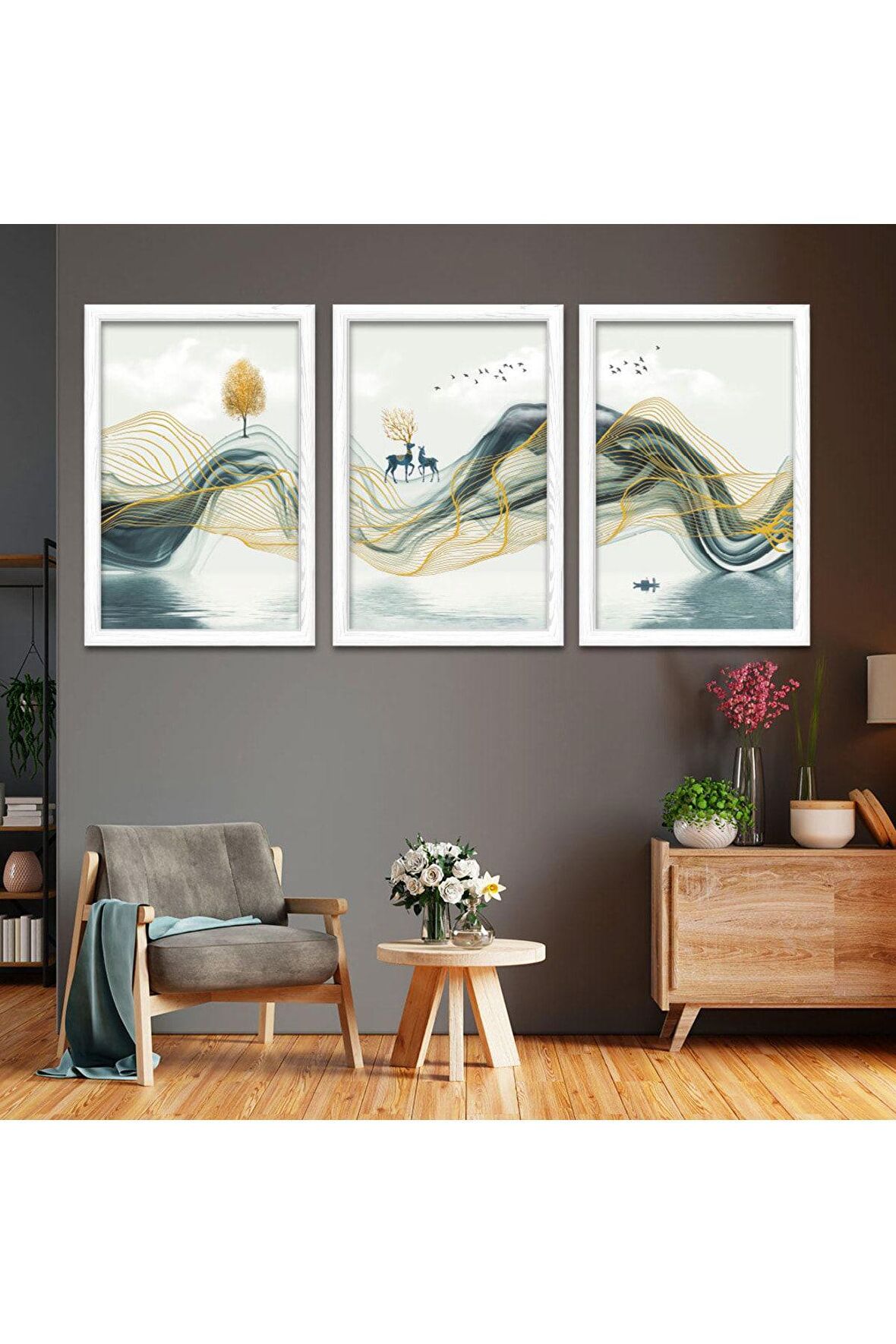 120x80 Cm Ev Manzara Kanvas Tablo