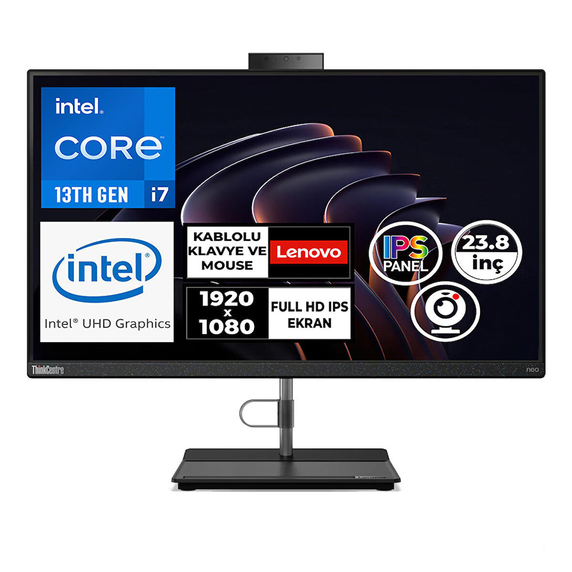 Lenovo ThinkCentre Neo 30a 24 Gen 4 Intel Core i7-13620H 16GB 512GB SSD Freedos 23.8" FHD All In One Bilgisayar 12K0A05CTR