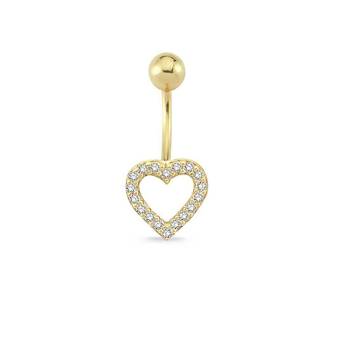 Taşlı Kalp Göbek Piercing