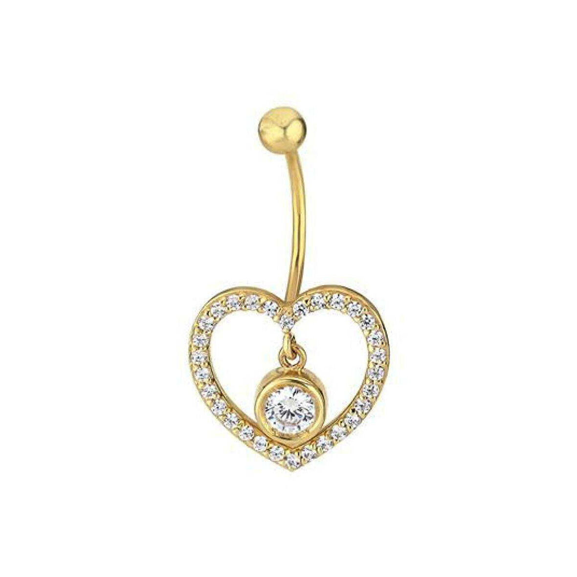 Tektaşlı Kalp Göbek Piercing