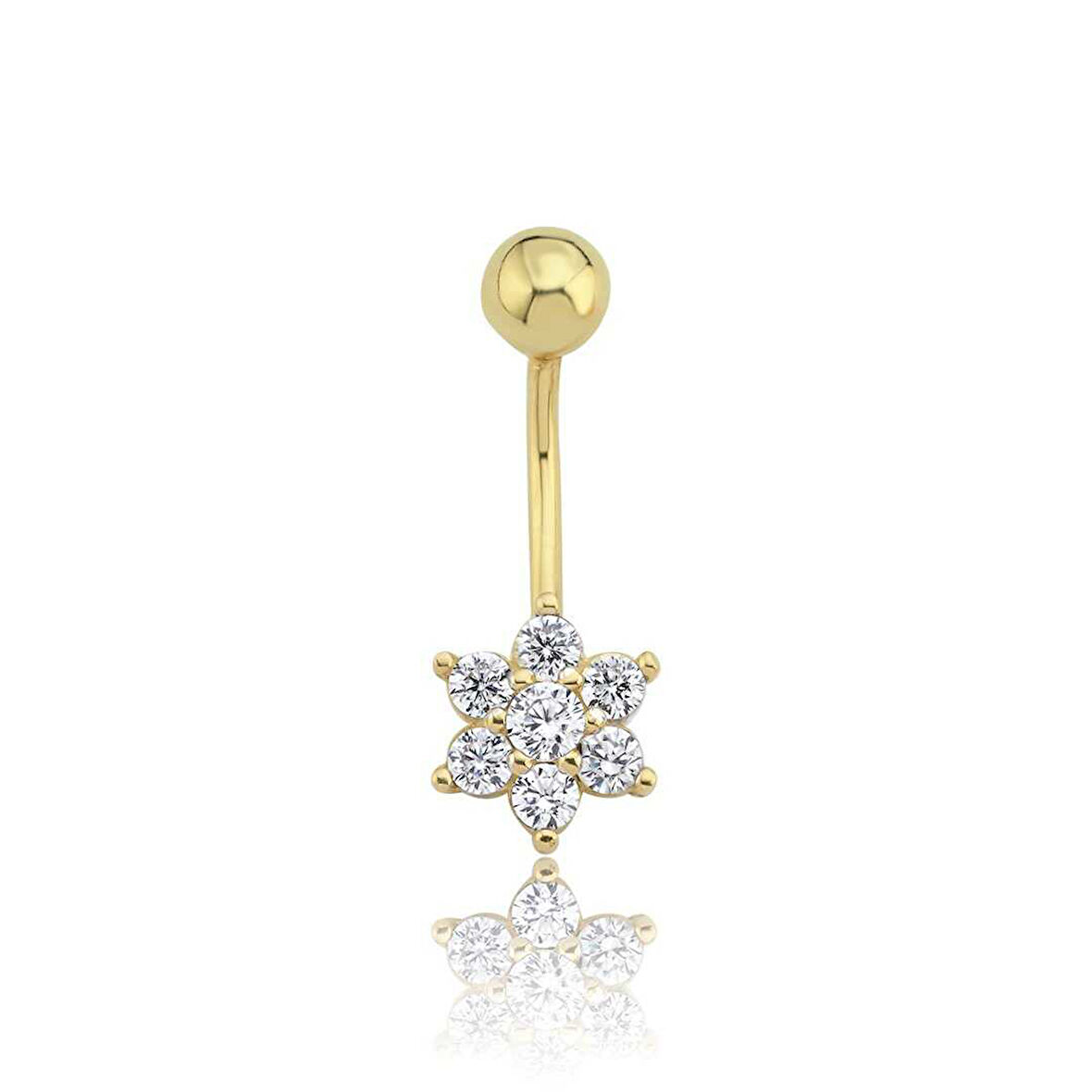 Taşlı Çiçek Göbek Piercing