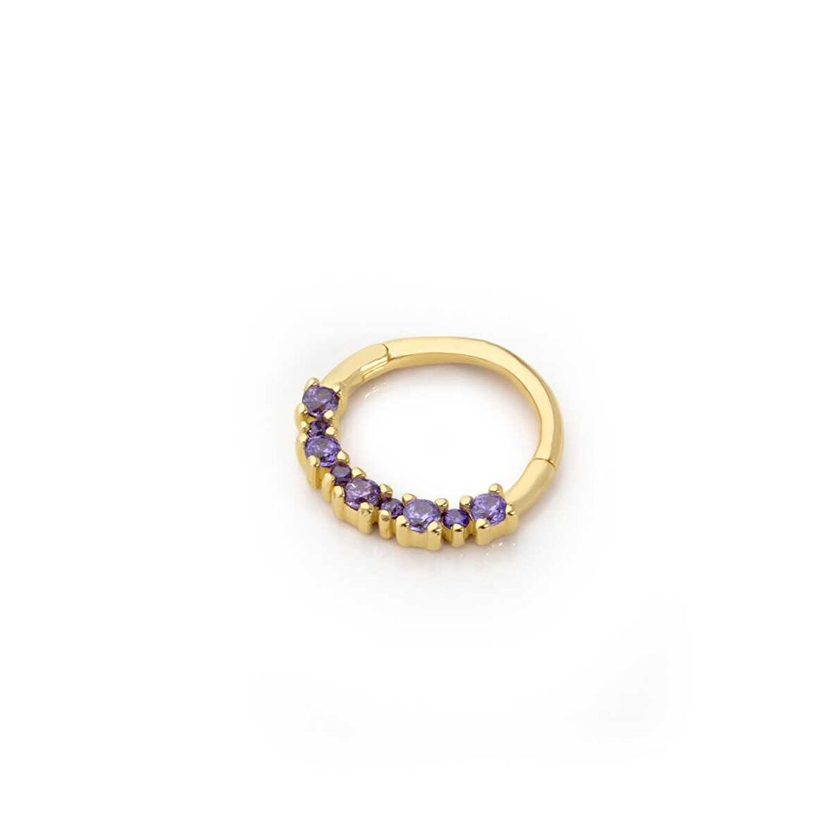 Büyük Küçük Mor Taşlı Helix Piercing