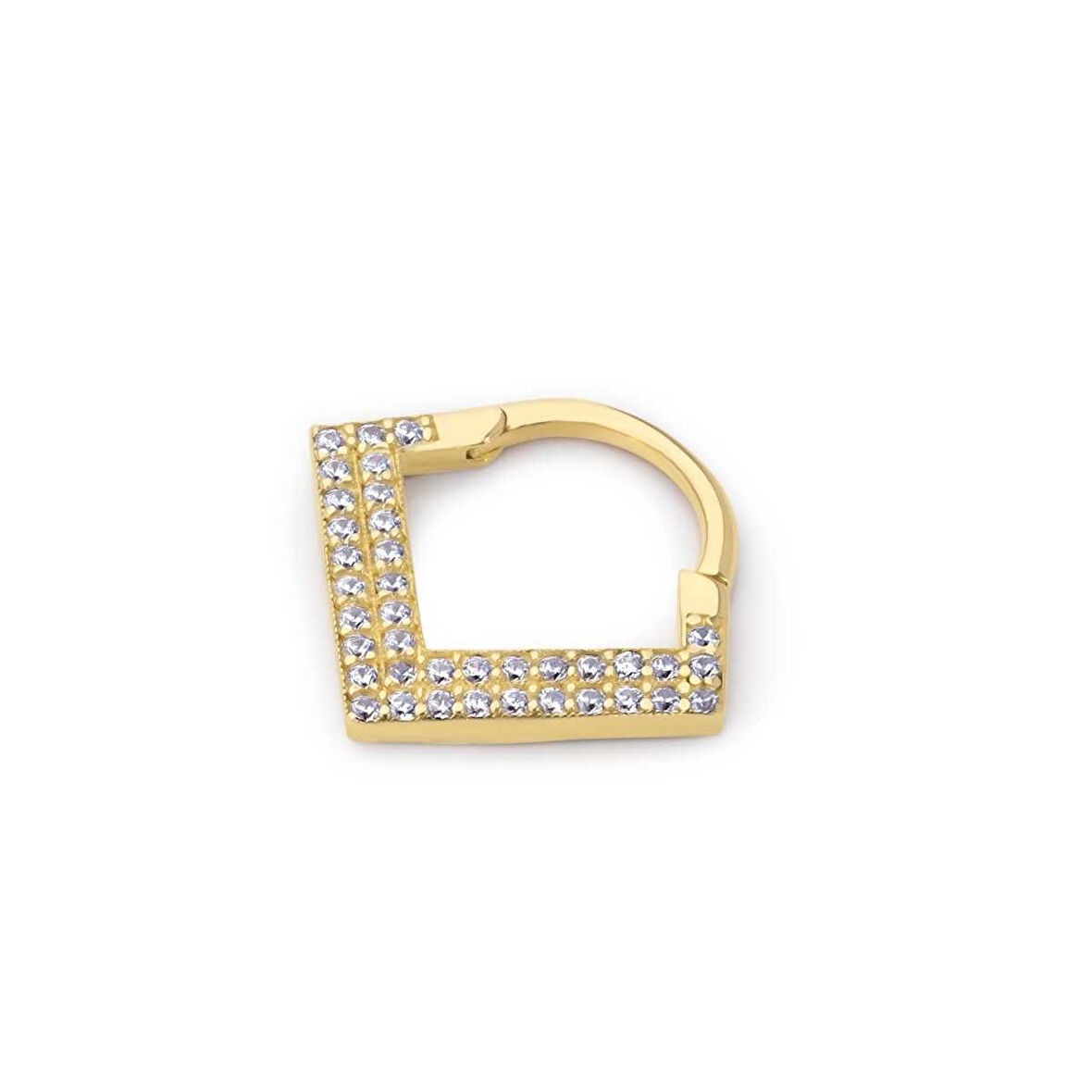 Beyaz Taşlı Üçgen Helix Piercing