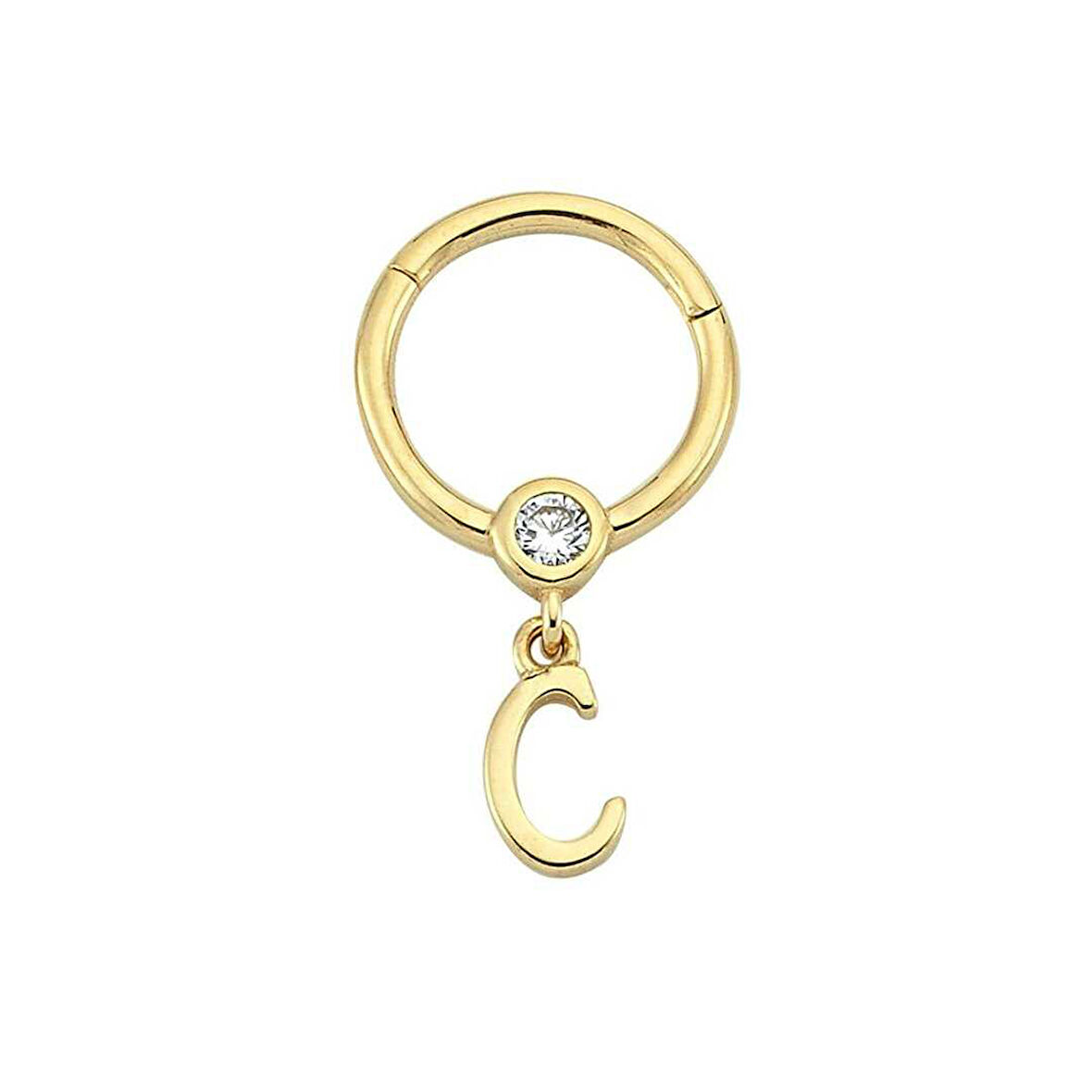 Taşlı C Harfi Sallantılı Helix Piercing