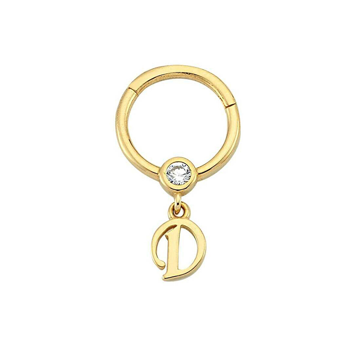 Taşlı D Harfi Sallantılı Helix Piercing