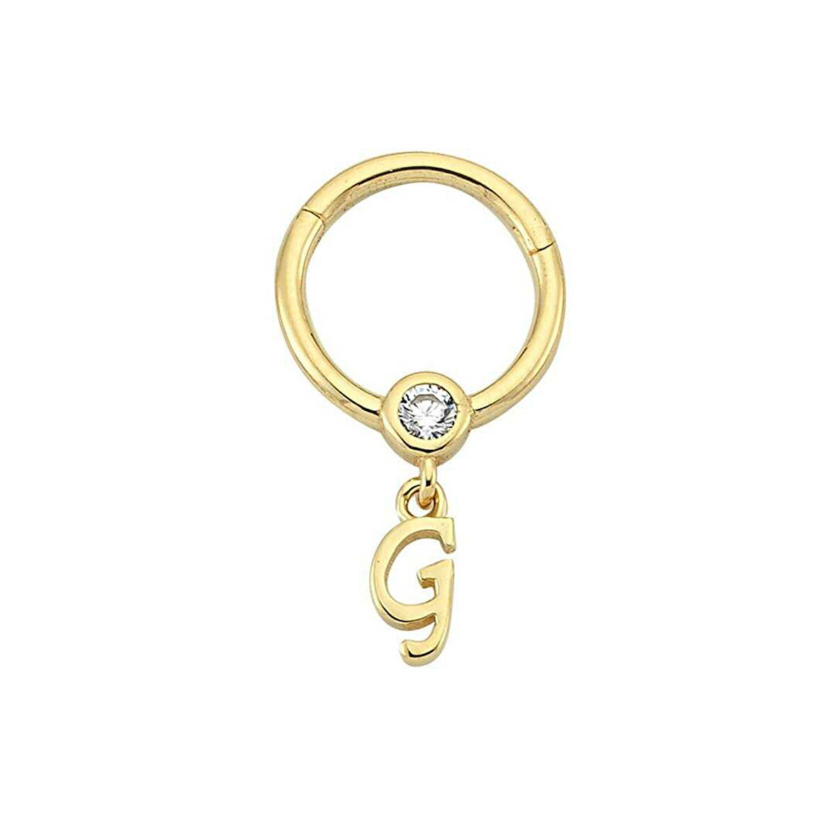 Taşlı G Harfi Sallantılı Helix Piercing