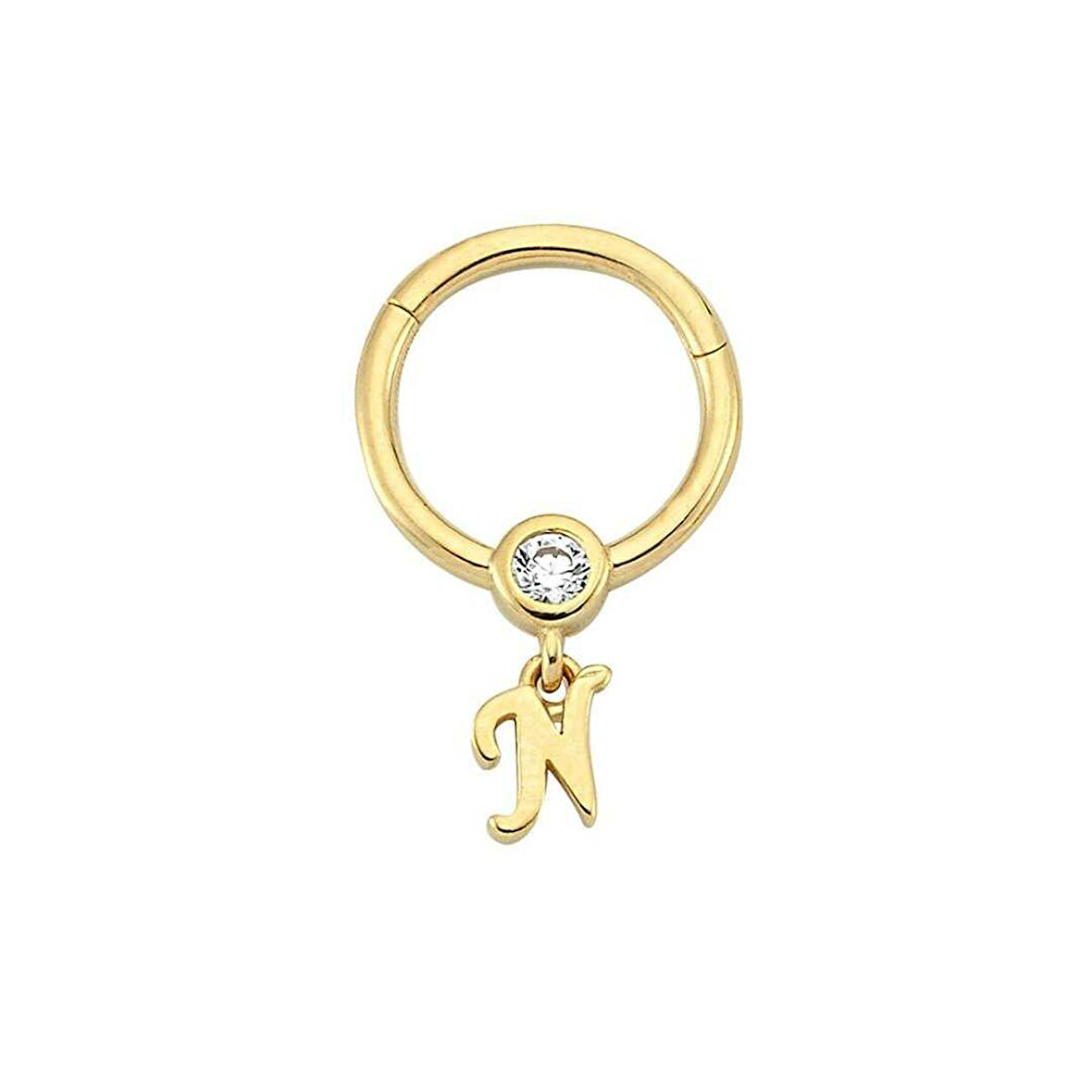 Taşlı N Harfi Sallantılı Helix Piercing