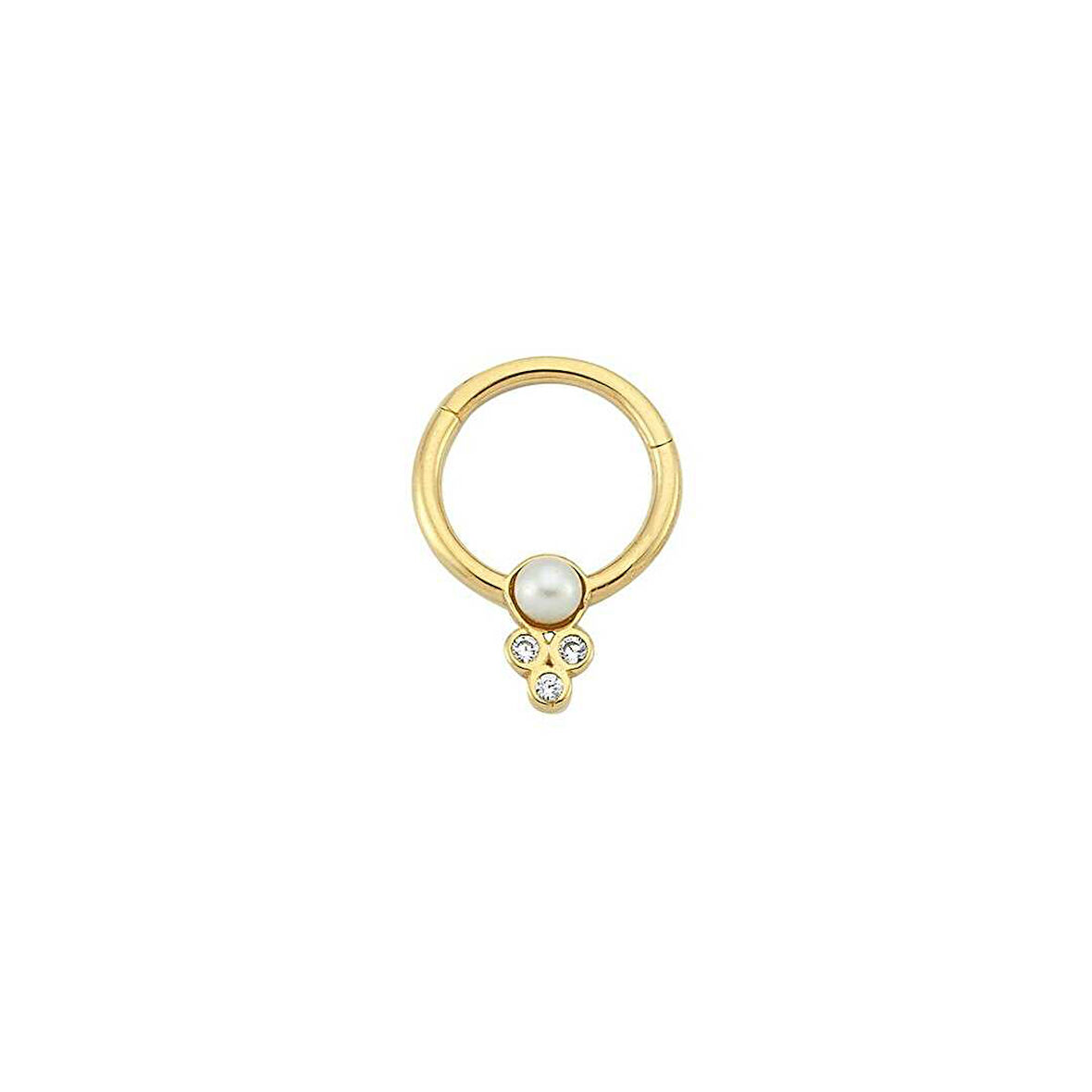 İncili Üç Taşlı Helix Piercing