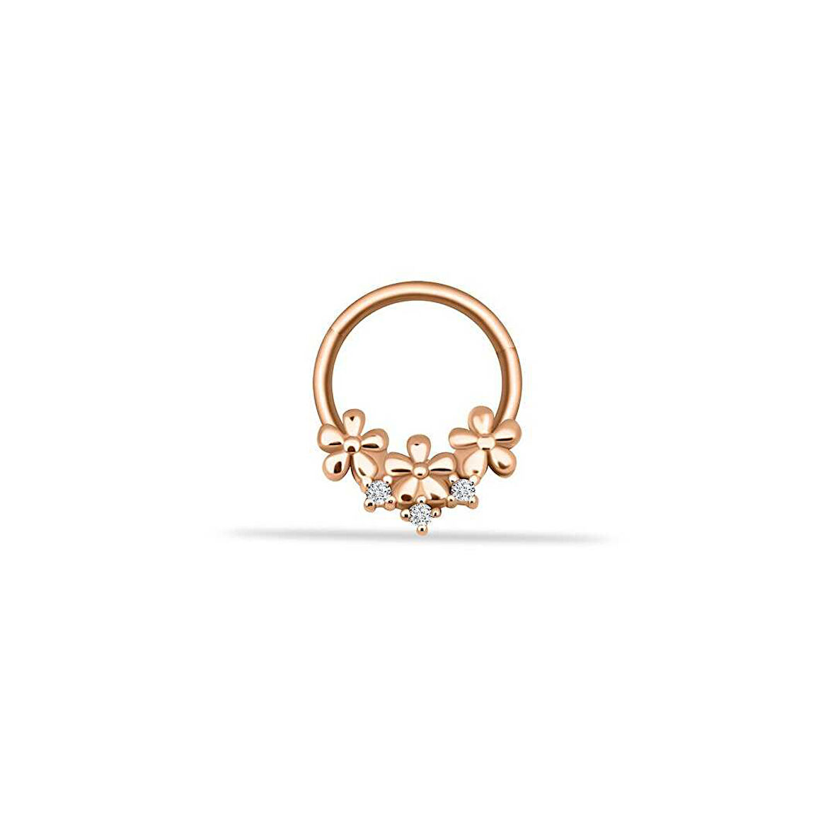 Taşlı Üç Çiçek Motifli Helix Piercing