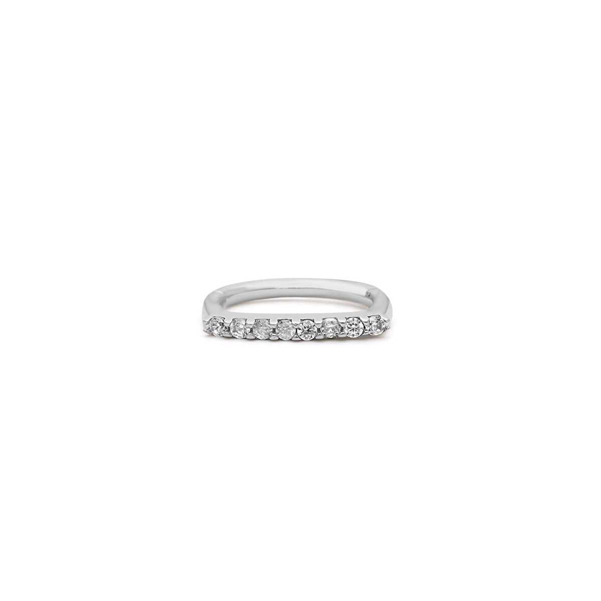 Küçük Oval Kare Taşlı Helix Piercing