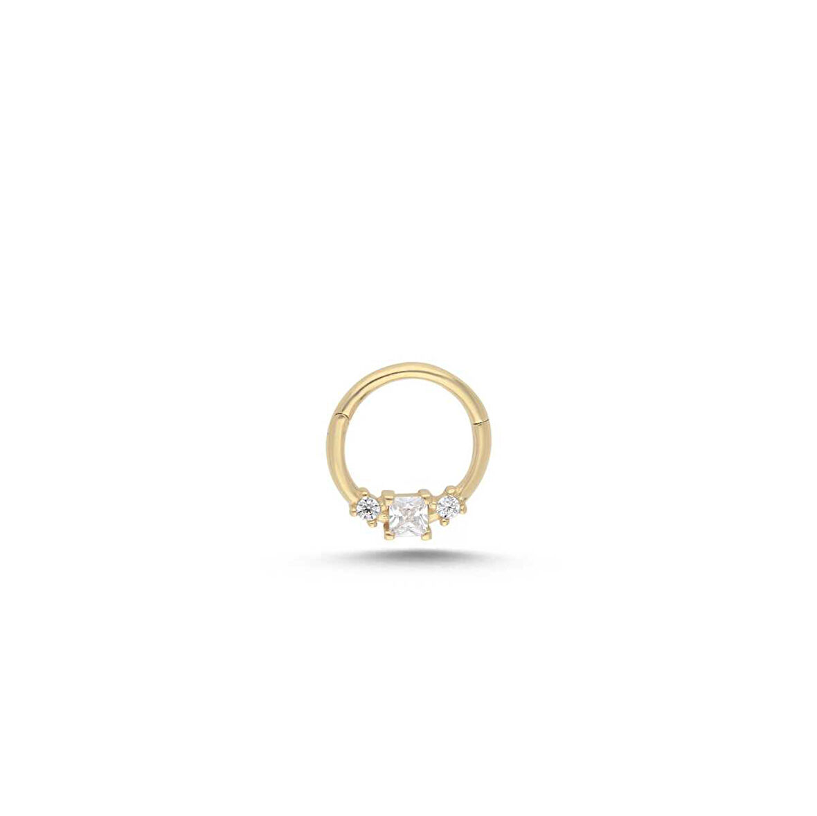 Kare ve Mini Nokta Taşlı Helix Piercing
