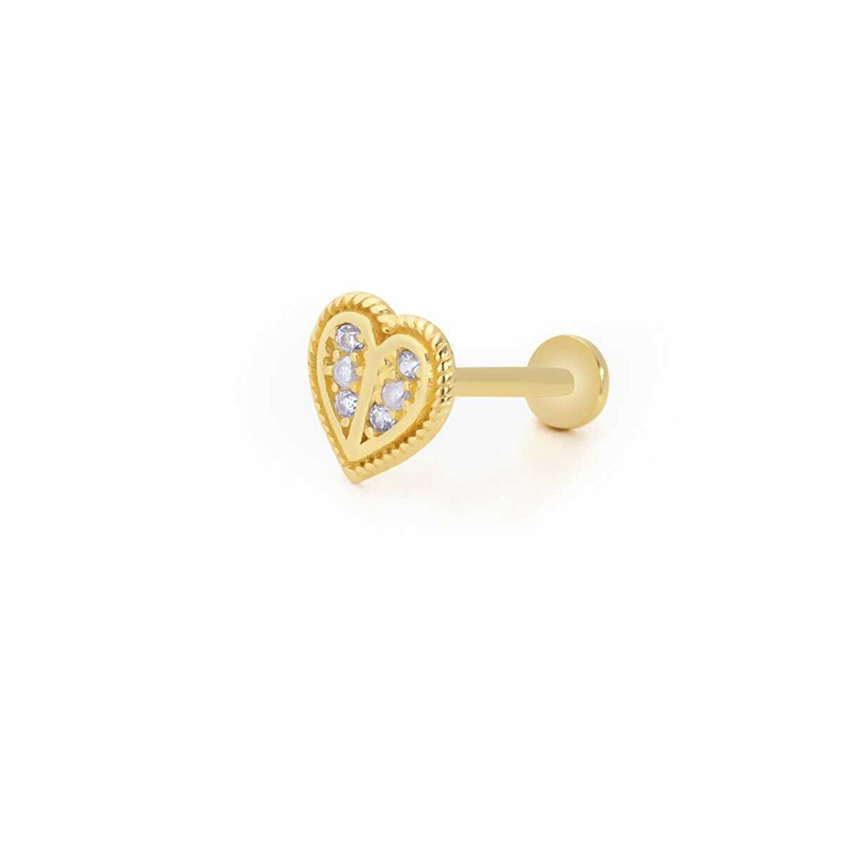 İşleme Detayı Minimal Taşlı Kalp Tragus Piercing