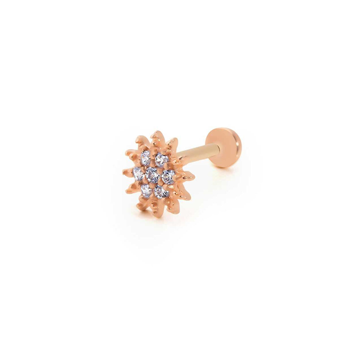 Çiçek Desen Taşlı Tragus Piercing