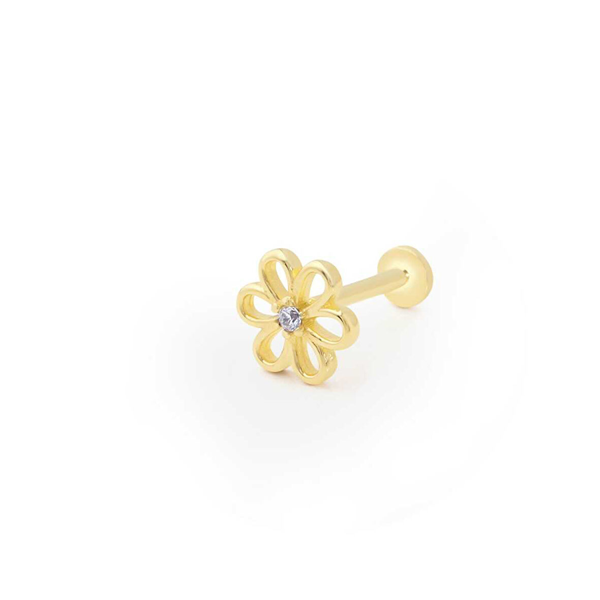 Minimal Sade Çiçek Model Tragus Piercing