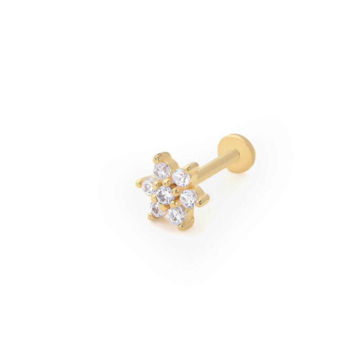 Beyaz Taş Çiçek Model Tragus Piercing