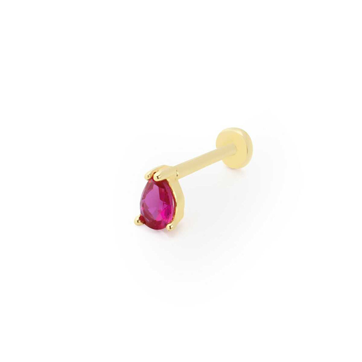 Kırmızı Damla Taş Model Tragus Piercing