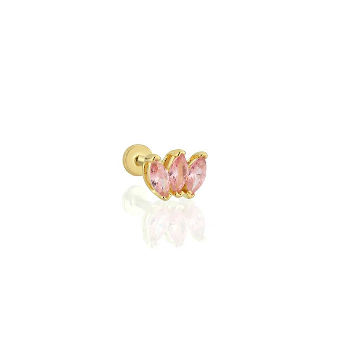 Üçlü Pembe Markiz Tragus Piercing