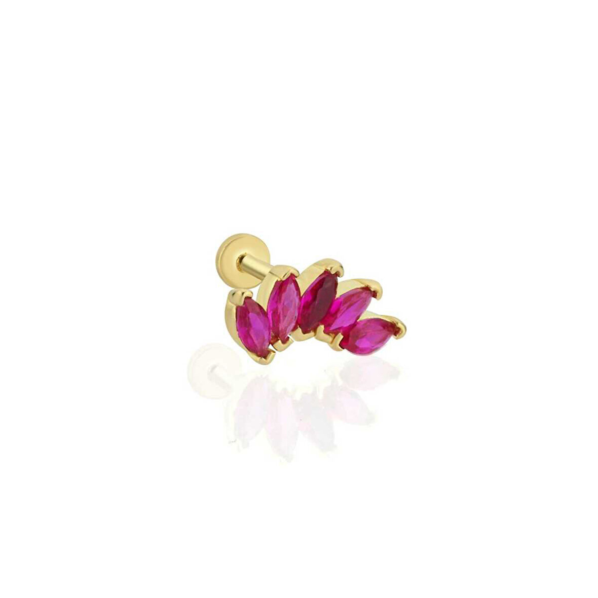 Beşli Kırmızı Markiz Tragus Piercing