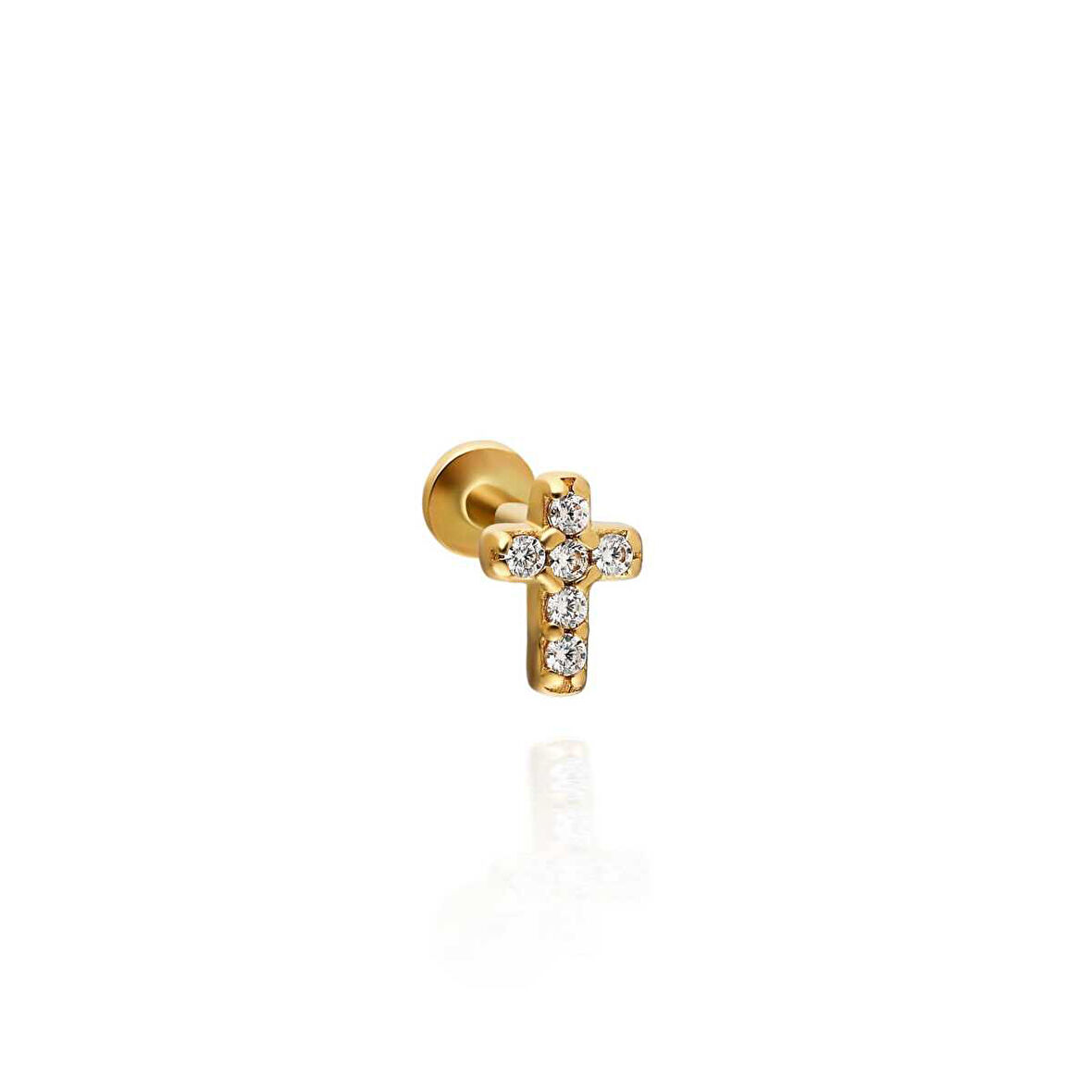 Taşlı Haç Minimal Tragus Piercing