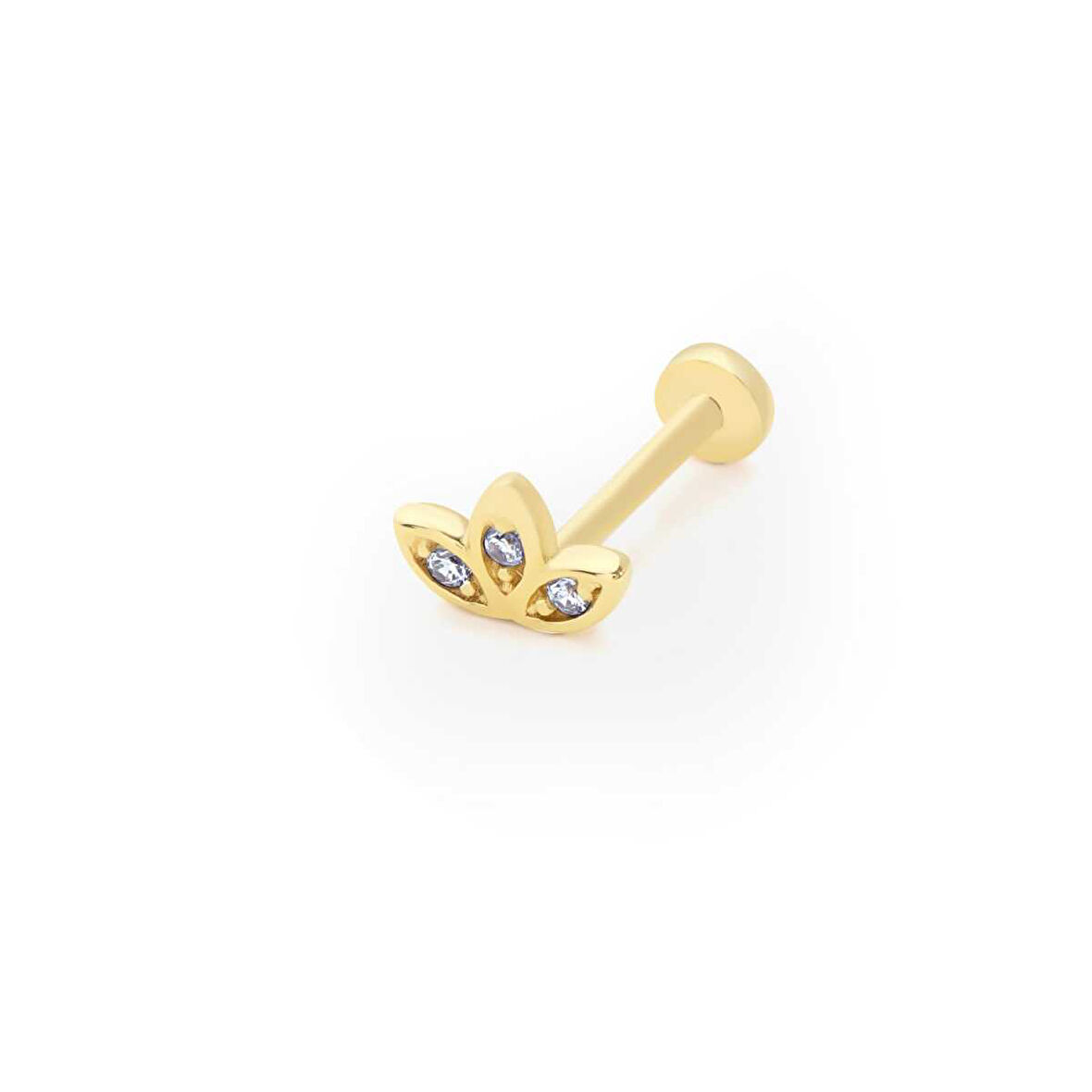 Lotus Model Üç Taşlı Tragus Piercing