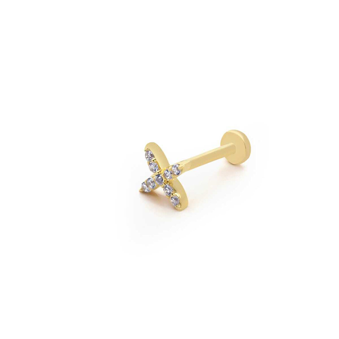 Çarpı Model Taşlı Tragus Piercing