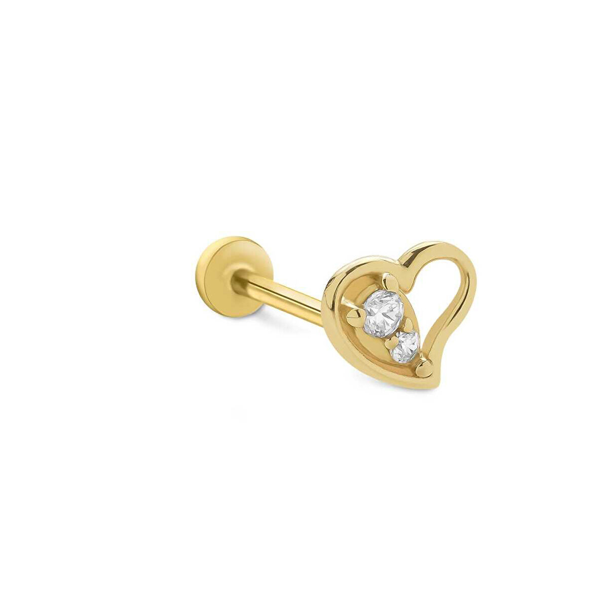 Twin Taş Kalp Tragus Piercing