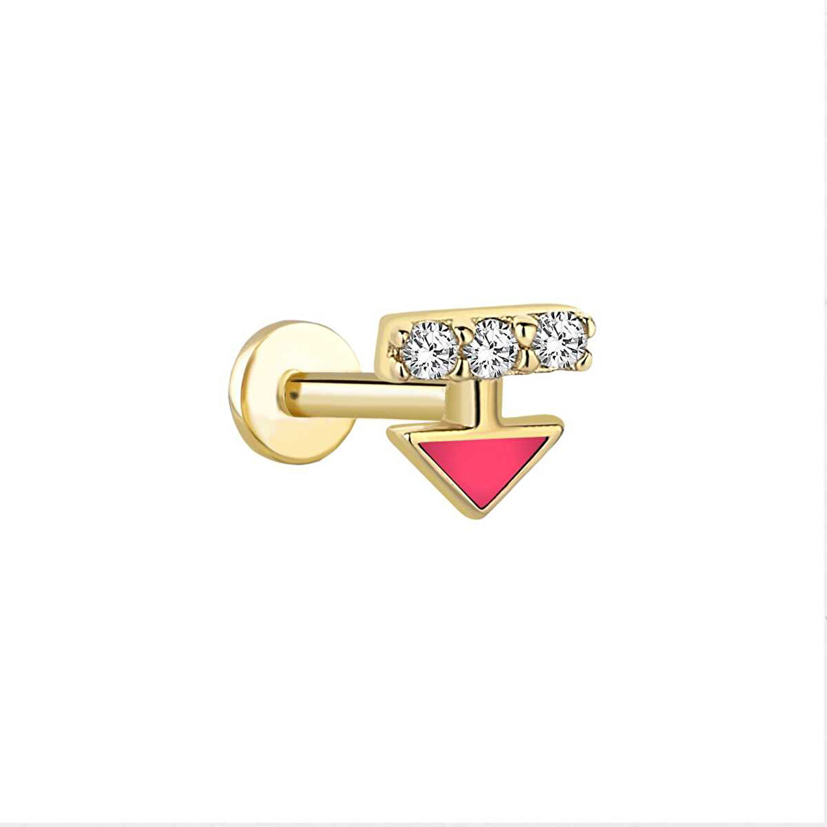 Pink Üç Taş Ok Tragus Piercing