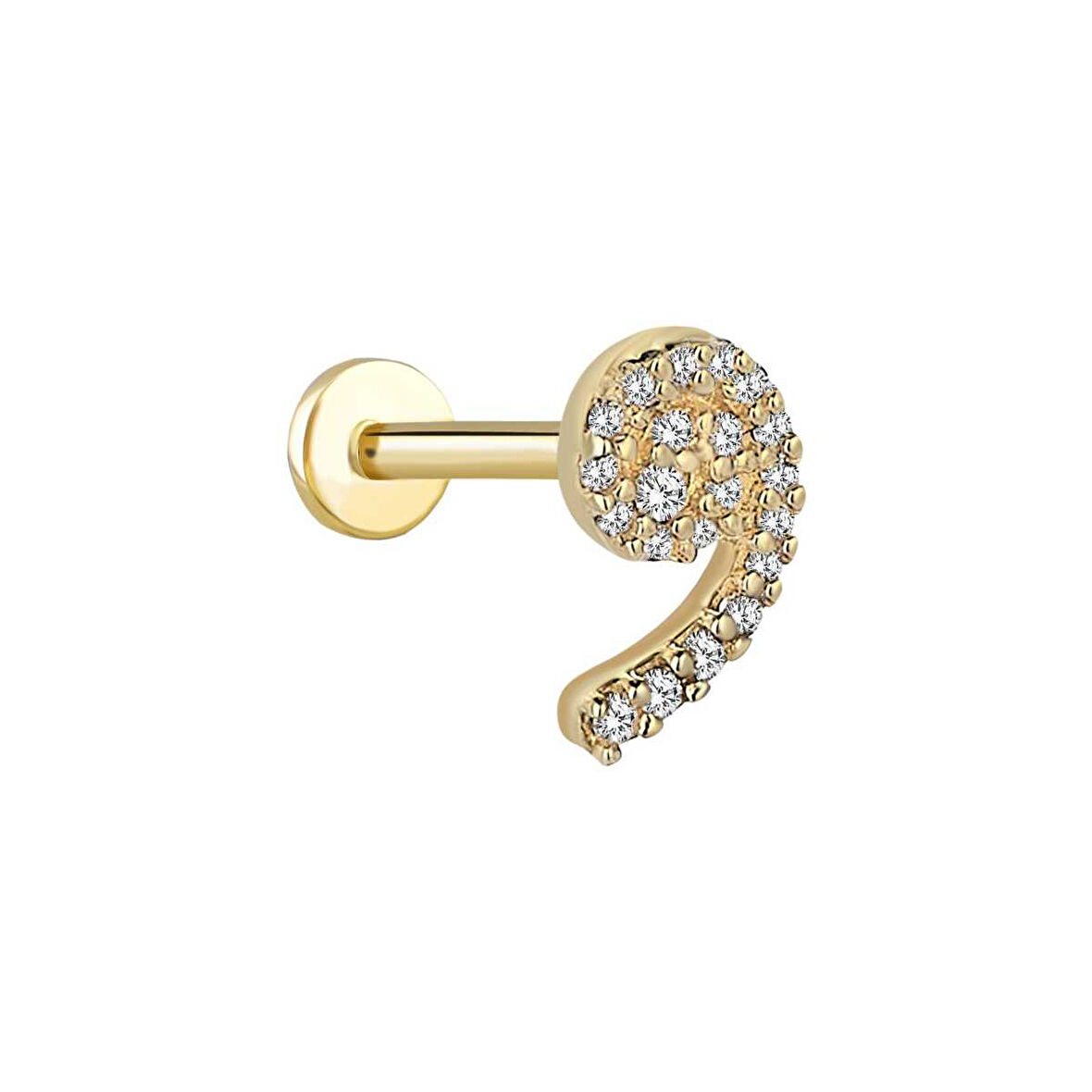 Virgül Sıra Taşlı Tragus Piercing