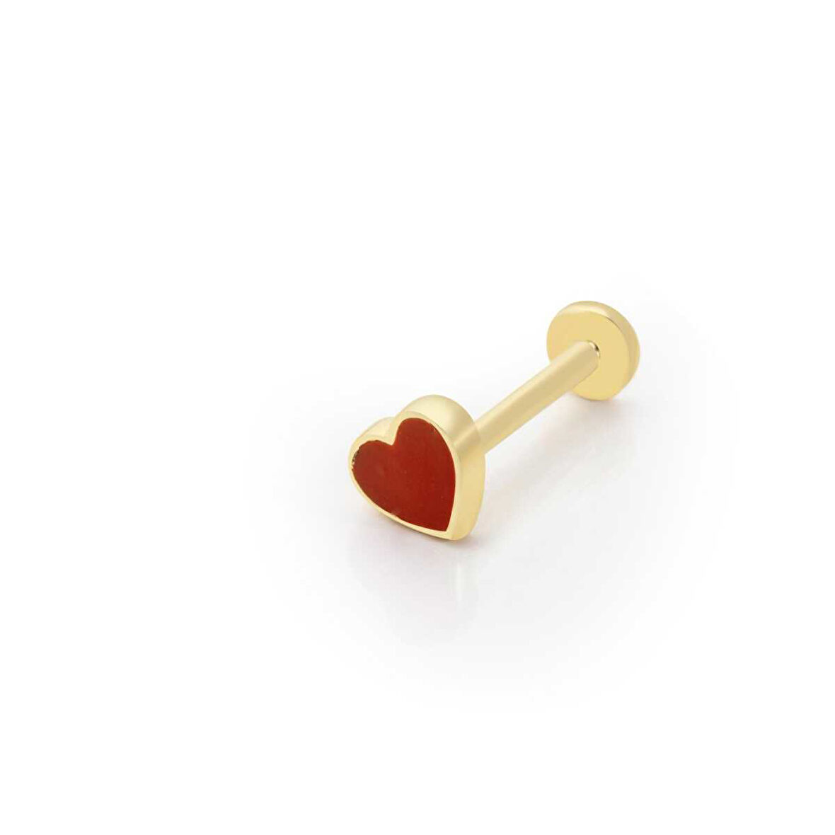 Kırmızı Mine Kalp Desen Tragus Piercing
