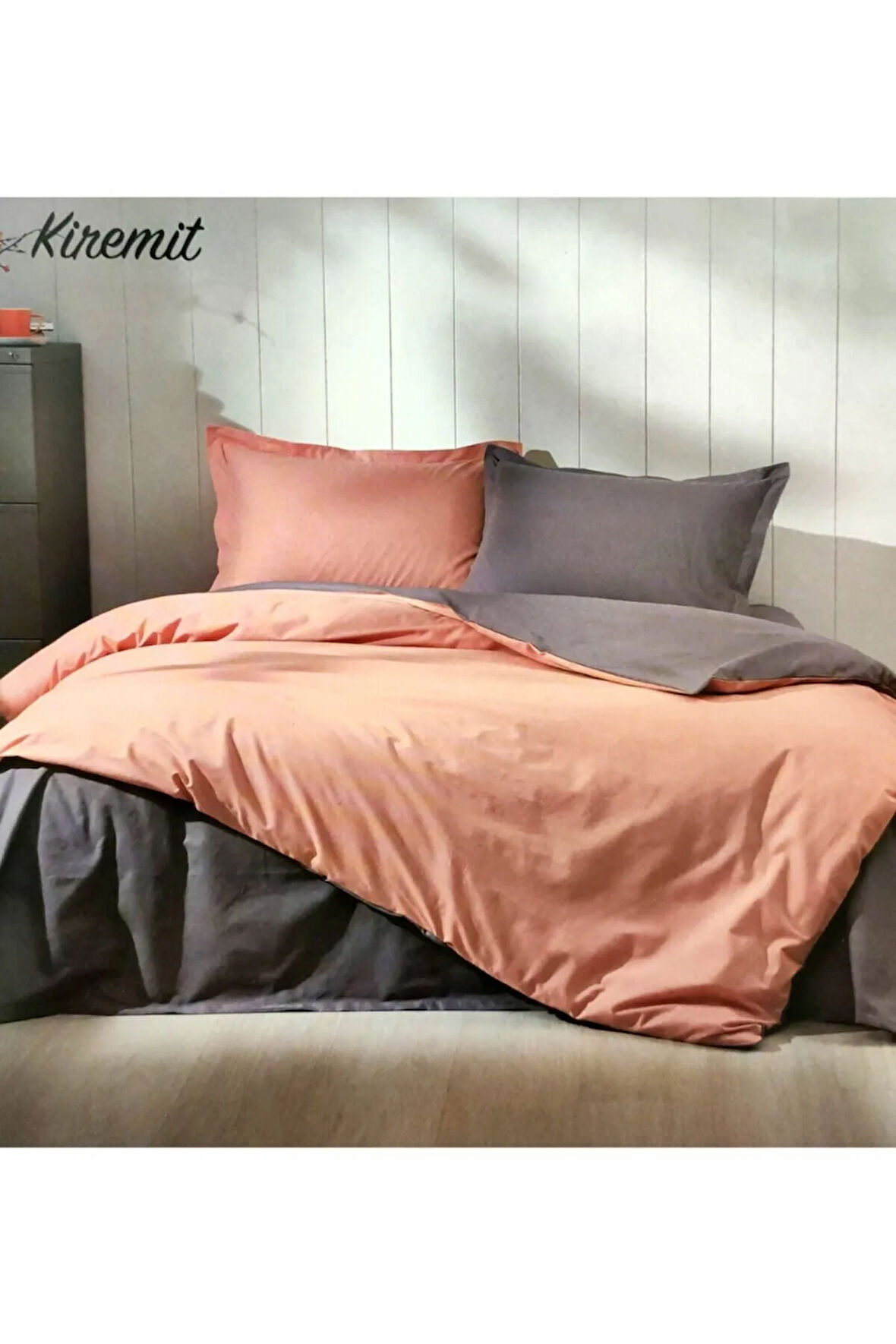 Colormix Çift Taraflı Tek Kişilik Nevresim Takımı Kiremit-antrasit