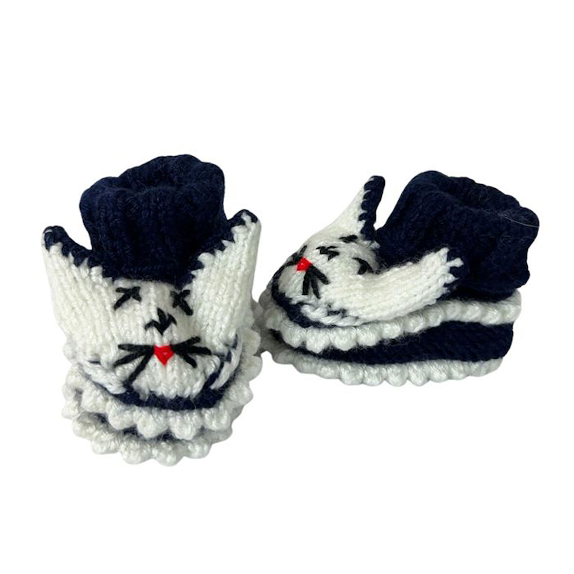 Uretti - Çiğdem 1390 5479 El Örgüsü Tavşan Desenli Lacivert Bebek Patik / 12 - 24 Ay