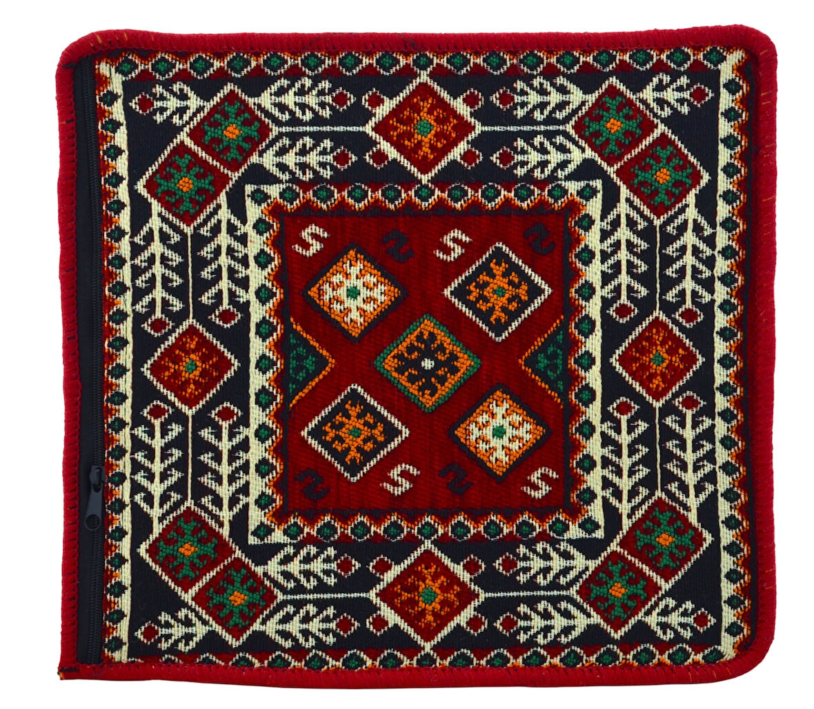 Dekoratif Otantik Çift Taraflı Fermuarlı Kilim Şark Köşesi Minder Kılıfı (40cmx41cm) Mod5