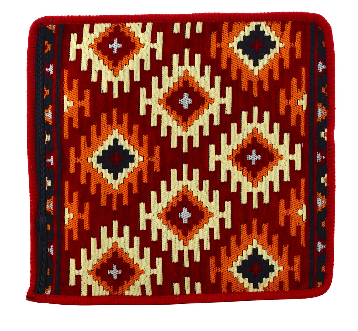 Dekoratif Otantik Çift Taraflı Fermuarlı Kilim Şark Köşesi Minder Kılıfı (40cmx41cm)  Mod7