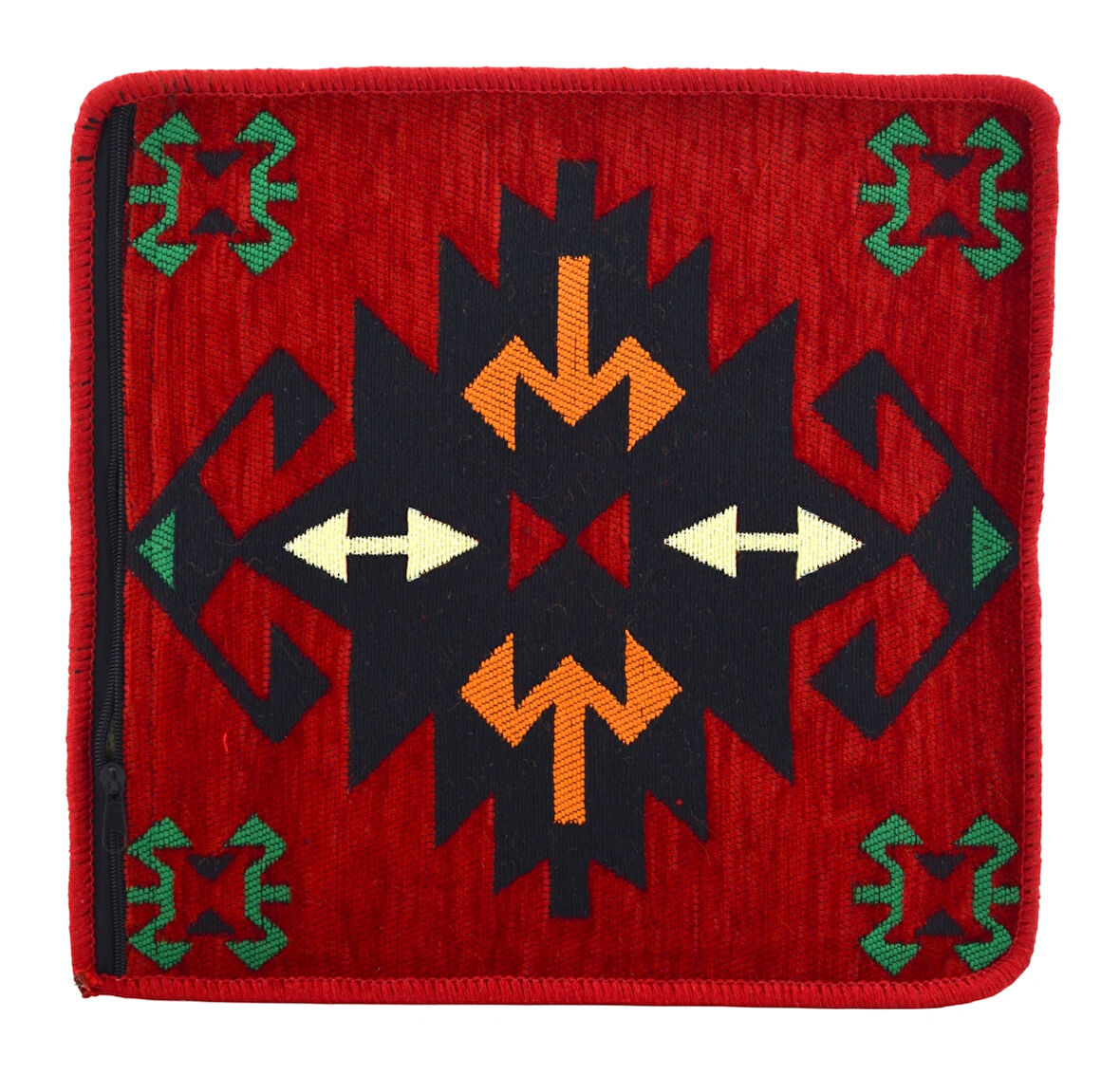 Dekoratif Otantik Çift Taraflı Fermuarlı Kilim Şark Köşesi Minder Kılıfı (40cmx41cm) Mo11