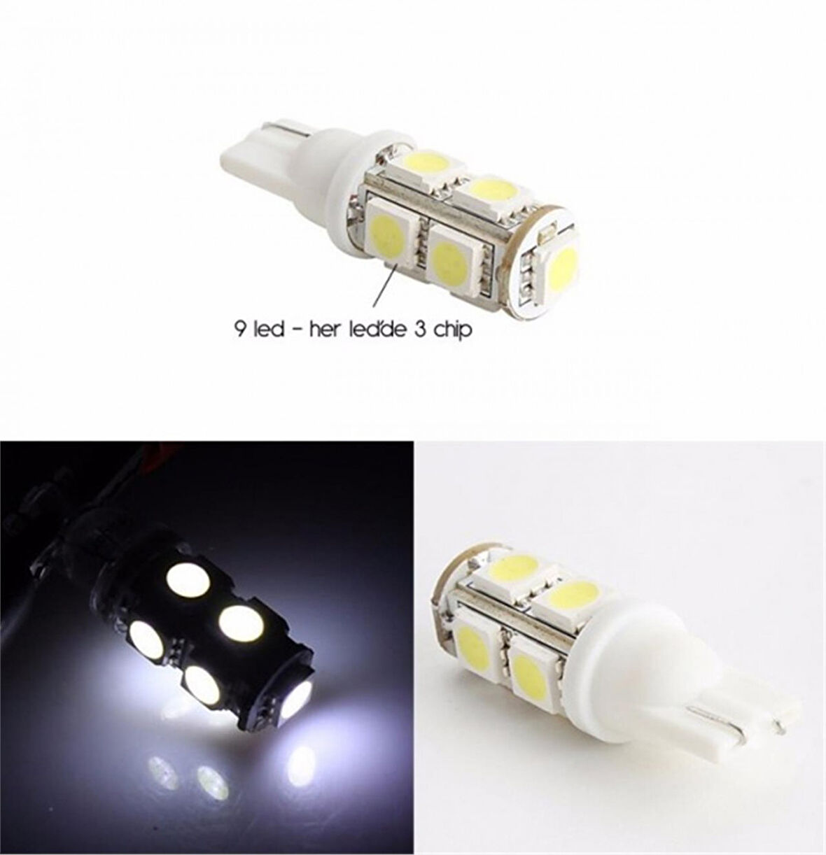 Monero Park Ampulü Dipsiz Çakarlı Led T 12w10ah  9 Led  1 Adet