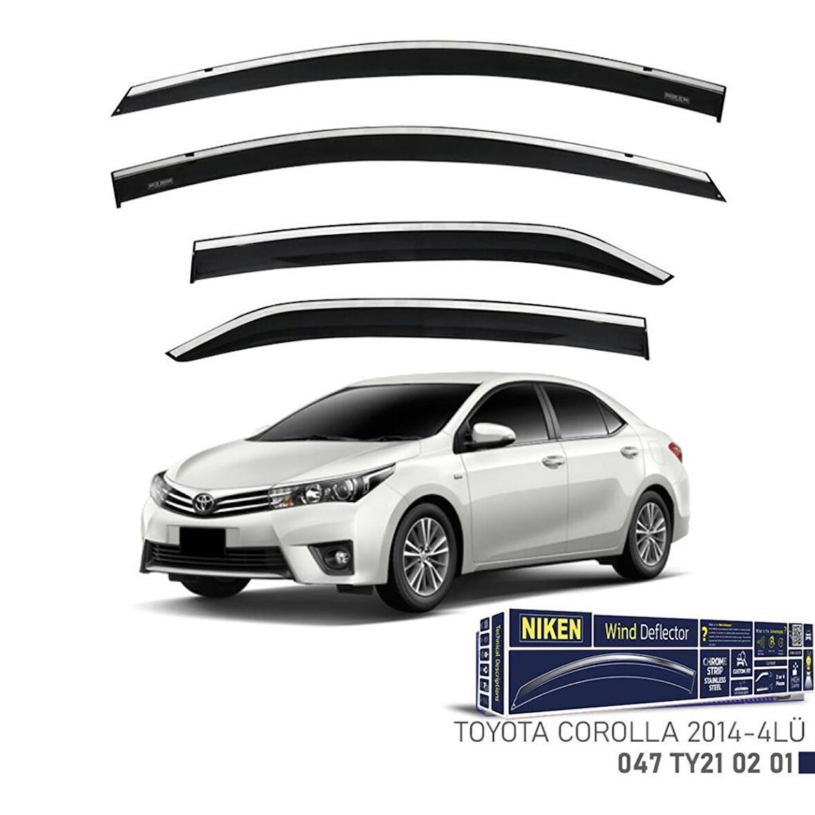 Toyota Corolla Niken Kromlu Cam Rüzgarlığı 4lü Set 2014 2018