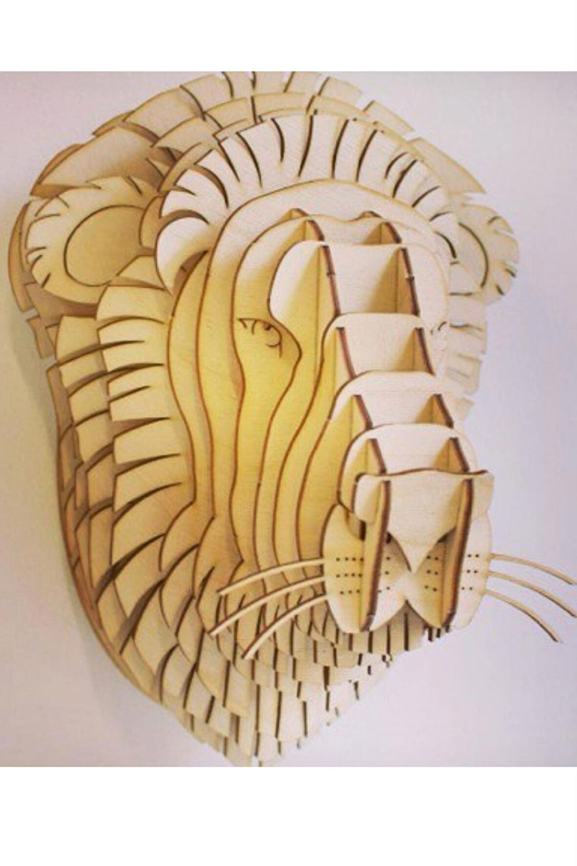 Ahşap 3D Aslan Kafası Duvar Süsü 3 Boyutlu Aslan Başı Duvar Süsü 
