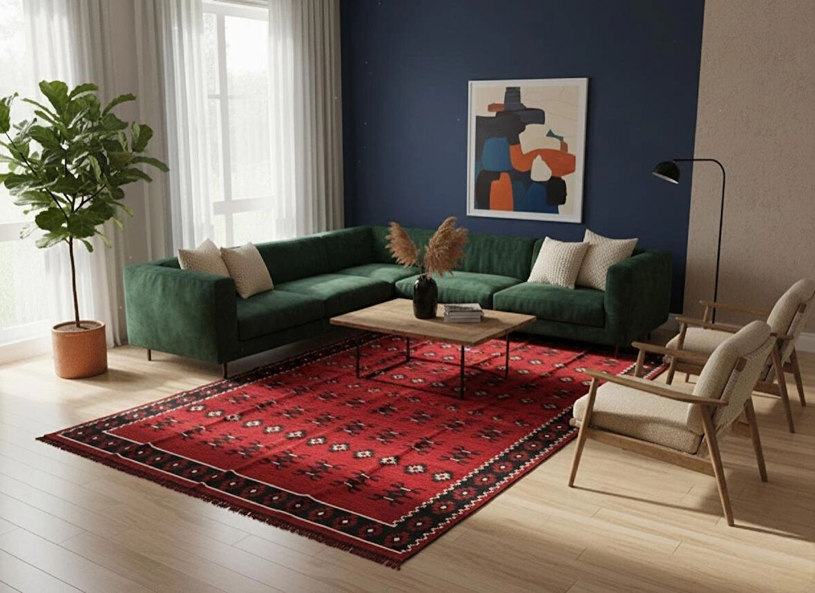 Etnik Motifli Otantik Dekoratif Kilim Desenli Halı (200cmx300cm) M1