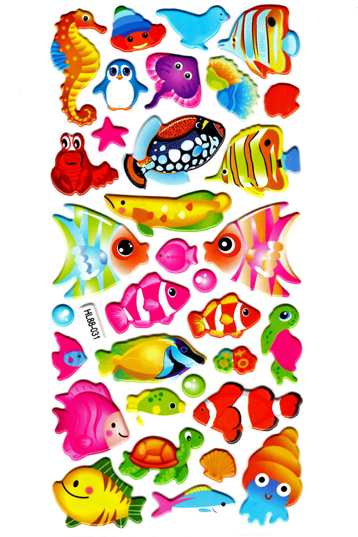 Sticker Kabartmalı Stiker Defter, Planlayıcı Etiket (HL88-031) - 17x9 cm - Renkli Balıklar