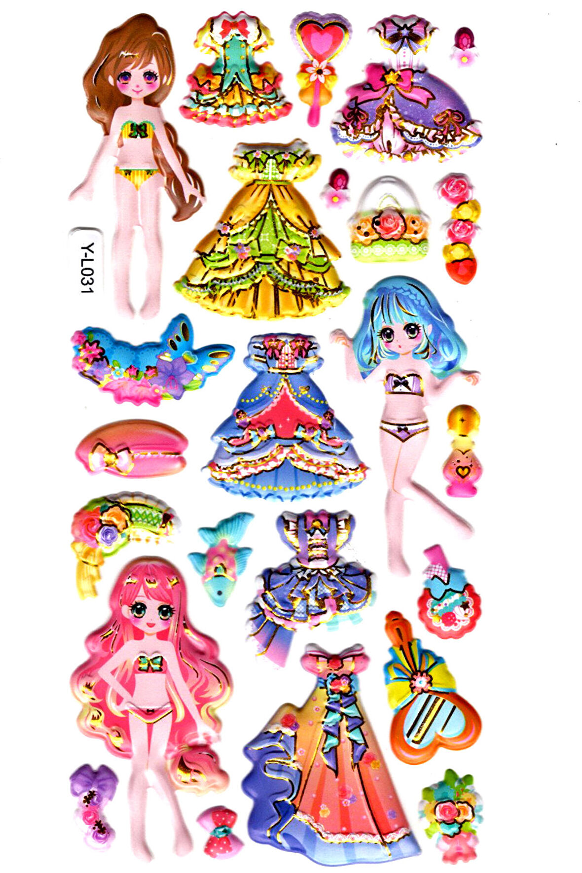 Sticker Kabartmalı Stiker Defter, Planlayıcı Etiket (limyl-031)-17x9cm- Renkli Model Giydirme